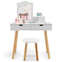 Ensemble de coiffeuse pour enfants avec chaise et miroir, coiffeuse princesse pour filles de 3 ans et plus, table de maquillage blanche, meubles de chambre à coucher G - 06