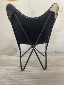 Handmade Black Leather Butterfly Original Hide Indian BKF Vintage Chair Versatile Dining Outdoor Bedroom Leisure Hand Stitch - Product Image 4