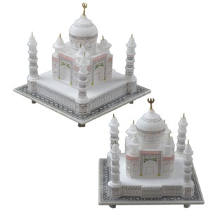 Sculpture de Taj Mahal en marbre blanc de luxe poli fait à la main indien pour la décoration de la maison utilisation de cadeau d'affaires disponible - Product Image 5