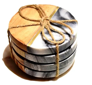 Posavasos de madera y mármol y posavasos de bebidas elegantes hexagonales funcionales Posavasos de bebidas elegantes para la decoración del hogar - Product Image 6