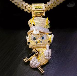 Collier de luxe Monopoly Man avec pendentif sac à argent en moissanite et diamant, plaqué or 18 carats, bijou statement pour les grossistes - Product Image 6