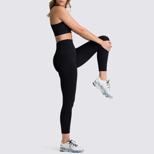 Conjunto básico de yoga para mujer, 2 uds., agujeros para el pulgar de alta elasticidad sin costuras, Beige, rosa, Morado, azul sólido, rojo, rosa fuerte, manga raglán, menta - Product Image 5