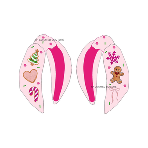 Diadema de Papá Noel con cuentas para celebración navideña de mujer, accesorio para el cabello de fiesta de ala ancha con perlas festivas en tela Ghimgham - Product Image 5