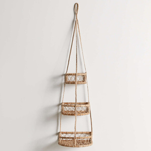 Panier suspendu triple en rotin tissé à la main, paniers à fruits à 3 niveaux, vente en gros, essentiels de cuisine - Product Image 5