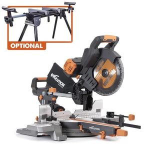 Scie à onglet coulissante sans fil et sans balais à double biseau 255 mm avec deux batteries Li-Ion et lame multi-matériaux pour bois, métal, plastique - Product Image 1