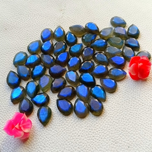 Top qualité Labradorite à facettes coupe dos plat Labradorite pierres précieuses calibré Cabochon à facettes poli à la main pour la fabrication de bijoux - Product Image 6