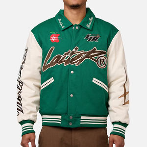 Veste universitaire décontractée de haute qualité pour hommes avec logo personnalisé de grande taille conçue avec un col montant Veste en cuir véritable pur blanc - Product Image 1