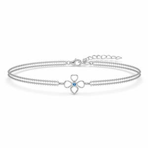 Pulsera de Oro de 14k y Plata 925 con Baño de Rodio, Diseño de Pulsera Tenis con Diamantes y Perlas en Forma de Flor para Cada Momento - Product Image 1