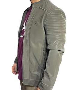 Chaqueta transpirable de poliéster/algodón de invierno informal para hombre de alta calidad, estilo Vintage, cuello levantado de gran tamaño, cierre de cremallera, logotipo frontal - Product Image 2