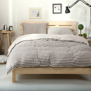 Juego de ropa de cama de tela ecológica a rayas 100% algodón Jersey ropa de cama sábana funda de edredón - Product Image 1