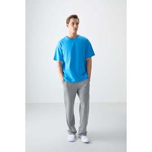 Petrol Blue 100% Cotton Men's T-Shirt Thick Soft Textured Oversize Fit Basic <b>Jersey</b>-88353 - Product Image 3