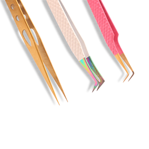 Pince à épiler d'extension de cils personnalisée en acier inoxydable avec logo, ensemble de pinces à cils volume droit et incurvé, marque privée - Product Image 3