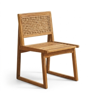 Nuestra Silla de Comedor Moderna Aswattha Visionary de Madera Maciza con Respaldo de Ratán Tejido, Silla Lateral de Madera para Cocina, Diseño Artístico - Product Image 1