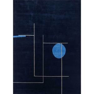 Alfombra de Lana Azul Anudada a Mano Sthir, Diseño Abstracto Rectangular Clásico para Sala de Estar o Pasillo AIWL-3010 - Product Image 1