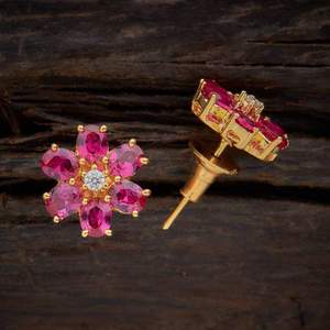 Boucles d'oreilles pendantes religieuses tendance Zircon 136753 avec motif floral, finition dorée, pour femmes, en alliage de zinc, acier inoxydable, laiton - Product Image 2