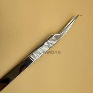 Pince à épiler pour extensions de cils à pointe en fibre de 90 degrés, finition polie miroir, motif à pois, en acier inoxydable – Meilleure vente - Product Image 3