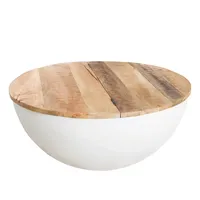 Tables basses nouveau design en bois de manguier massif Table basse ronde une pièce de luxe pour la Console de meubles de décoration de salon