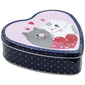 Joyero de metal azul oscuro de 2,3 L con tapa en forma de corazón para guardar pertenencias de gatos - Product Image 3