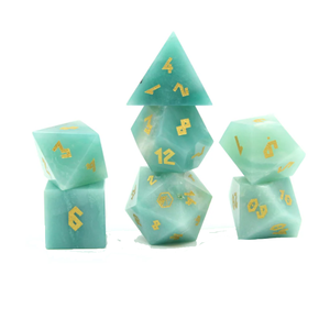 Dés en pierre de haute qualité, amazonite, cristal naturel, pierres de guérison reiki, pierres gravées, ensemble de dés personnalisés, cristal viking. - Product Image 4