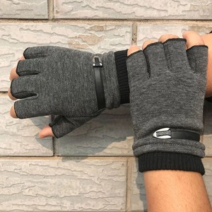 Gants mi-doigts pour hommes automne-hiver, doublés en polaire, mitaines sans doigts chaudes, style punk hip hop pour la conduite et l'équitation en plein air - Product Image 4