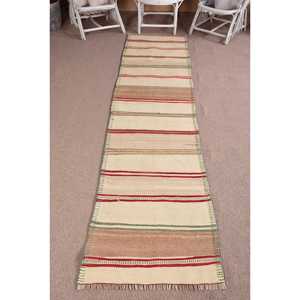 Tapis vintage, tapis de couloir 2,6x10,9 pieds, tapis turc en laine persane marron - Product Image 1