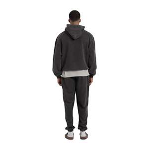 Survêtement 100% coton poids lourd 280-300 GSM pull à capuche et pantalon Logo personnalisé vêtements de rue survêtement pour hommes - Product Image 6