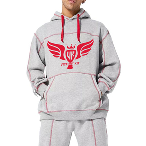 Ensemble survêtement personnalisé avec couture contrastée, pantalon de survêtement ample et sweat-shirt, fabricant de vêtements - Product Image 3