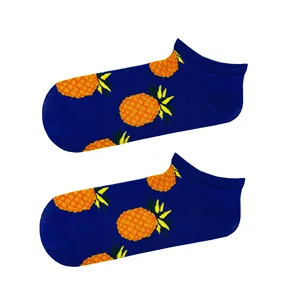 Navy Blue Simple Style Ankle <b>Socks</b> 3D Pineapple Heart Print Breathable Spandex Knitted Daily Use One Size Fitted Bag Packaging - Product Image 1