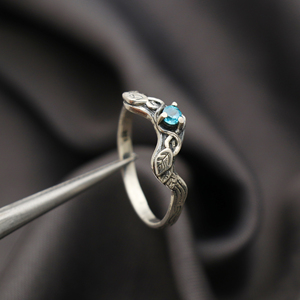 Nouveau concepteur 925 bague florale en argent Sterling bleu topaze Turquoise incroyable coupe pierre précieuse naturelle bijoux fins mariages en gros - Product Image 4