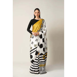 ชุดเสื้อสัมิลและผ้าส่าหรี 3 ชิ้น ผ้าซาติน - Product Image 1
