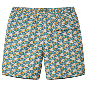 Shorts de bain recyclés pour hommes, motif multicolore de fleurs de mer, séchage rapide, avec cordon de serrage à la taille élastique - Product Image 2