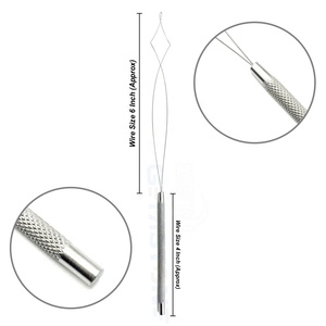 Aiguilles à double boucle pour extensions capillaires, outil de tirage pour micro-perles et nano-anneaux, en acier inoxydable, pince à enfiler professionnelle - Product Image 1