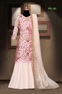 La mejor tela, última colección, traje Salwar de seda satinada pesada de Japón con puerta Zari y fabricante de trabajo de bordado de Surat - Product Image 6