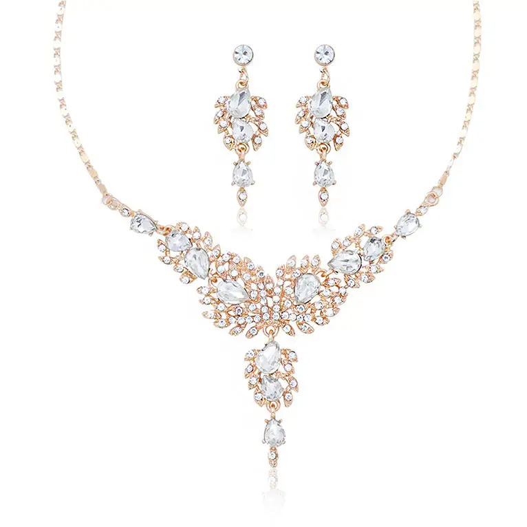 Оптовая Продажа Модные женские ювелирные изделия комплект золотой большой кристалл большое эффектное ожерелье