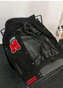 Veste à manches en cuir universitaire pour hommes, modèles les plus populaires personnalisés, vestes pour hommes à motif de lettres brodées du baseball universitaire - Product Image 5