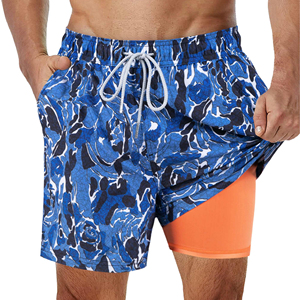 Pantalones cortos de tabla al por mayor Casual sublimación poliéster Spandex 2 en 1 tabla de natación de doble capa pantalones cortos de natación para hombres - Product Image 6