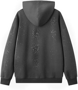 Best-seller Sweat à capuche en molleton écologique et surdimensionné avec logo personnalisé et épaule tombante pour femme avec strass Options personnalisables - Product Image 2