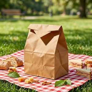 Sac à pain en papier kraft brun avec fenêtre transparente, emballage pour boulangerie, fermeture à torsion, résistant à la graisse, qualité alimentaire - Product Image 3
