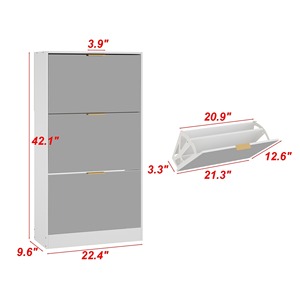Hiện đại MDF nhân đôi 3 lật ngăn kéo tủ giày công suất lớn Veneer lưu trữ tổ chức cho lối vào hành lang - Product Image 6
