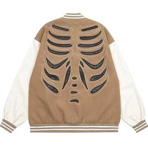 Veste de base-ball en cuir pour hommes, avec logo brodé, personnalisé, vente en gros - Product Image 5