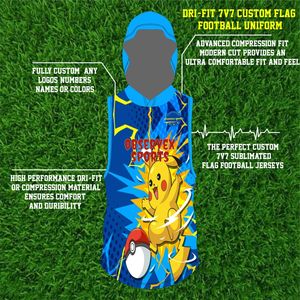 Uniforme de football américain à capuche personnalisé et compressif |   Tenue d'équipe 7 contre 7 entièrement sublimée, respirante, à séchage rapide et anti-humidité - Product Image 2