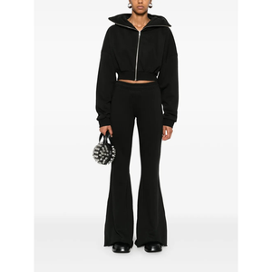 Veste d'hiver à capuche décontractée High Street pour femmes solide noir broderie 3D personnalisée fermeture éclair complète anti-rétrécissement caractéristiques avant - Product Image 5