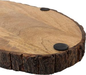 Plateau de service ovale en bois avec bords en écorce d'arbre poli Plateau en bois naturel rustique pour apéritifs, collations, fromage et décoration intérieure - Product Image 4