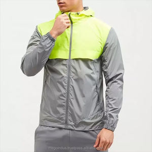 Chaquetas para correr de alta calidad para hombre, logotipo personalizado, cremallera, Sudadera ligera, impermeable, bloque de Color, rompevientos, patrón de retazos - Product Image 1