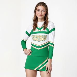 ชุดเชียร์ลีดเดอร์แบบซับลิเมชั่นสีชมพูสั่งทำขายส่งสำหรับนักเรียนหญิงมัธยมต้นและเยาวชน - Product Image 4