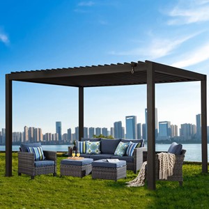 Pannelli solari con feritoie in alluminio Pergola elettrica moderna rivestiti in polvere bioclimatica a baldacchino finestre Gazebo realizzate in Vietnam - Product Image 3