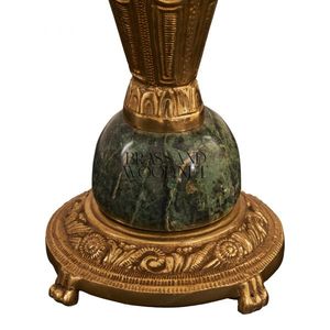 Luxury Classic Bronze Candelabra with Gold Finish, Marble Base, and Antique Amber <b>Glass</b> Shades - Product Image 5