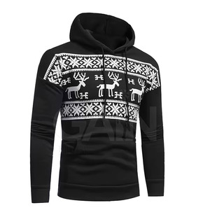 Vente en gros de service OEM sweats à capuche de Noël en coton mélangé meilleure conception sweats à capuche de Noël légers de couleur unie pour hommes en stock - Product Image 3