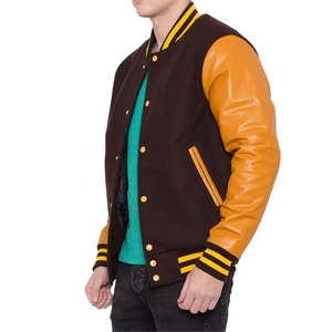 OEM personalizado Varsity Bomber chaqueta de moda para hombre de béisbol Letterman con logotipo bordado y mangas de cuero cálido para el invierno - Product Image 2