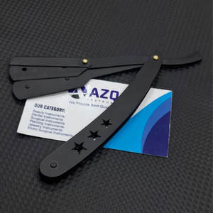 Navaja de Afeitar Profesional de Acero Inoxidable, Navaja de Afeitar Plegable para Barbería, Mango Negro, Hoja Reemplazable - Product Image 4